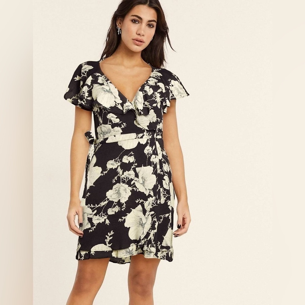 Free People French Quarter Floral Mini Wrap Dress Size Medium - Picture 1 of 7